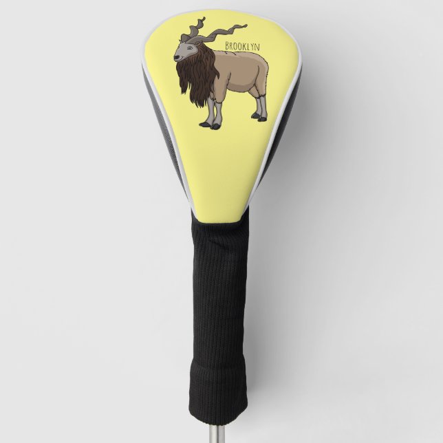 Markhor goat cartoon illustration golf head cover (Front)