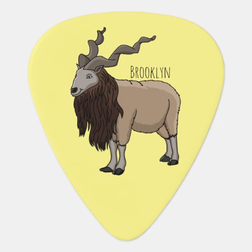 Markhor goat cartoon illustration guitar pick