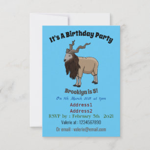 Markhor goat cartoon illustration invitation
