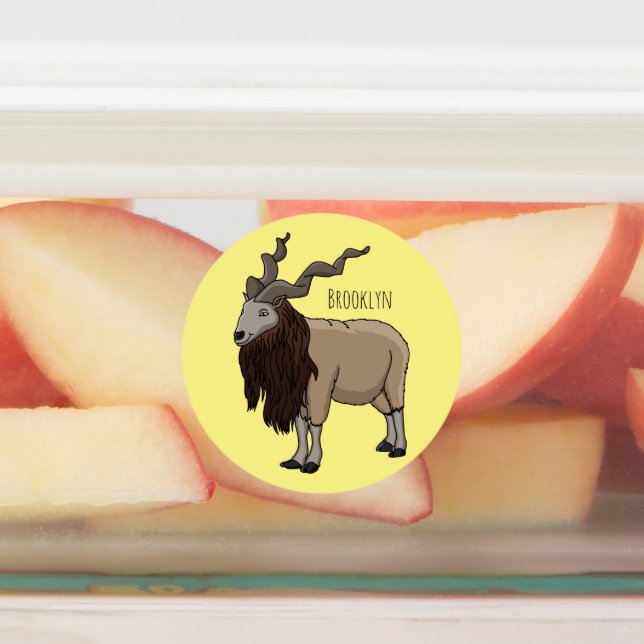 Markhor goat cartoon illustration labels (Affixed)