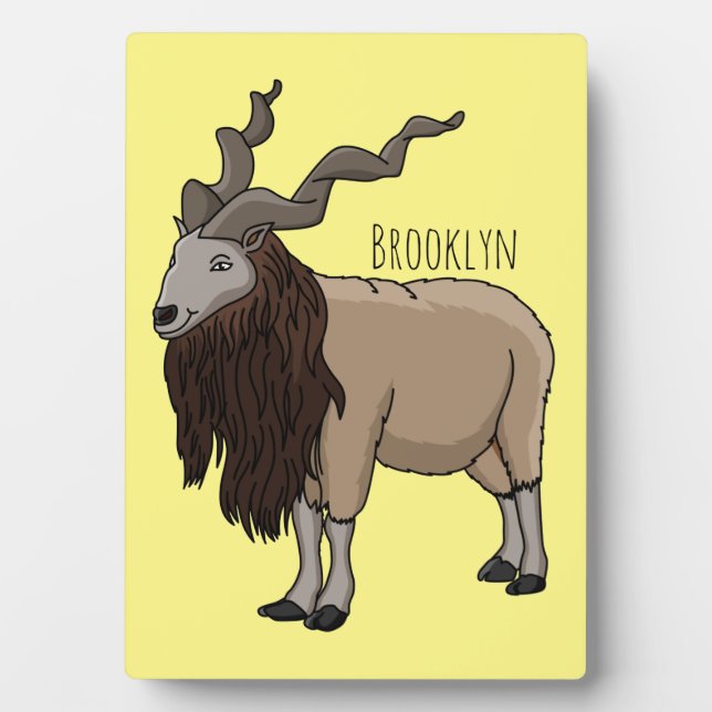 Markhor goat cartoon illustration plaque (Front)