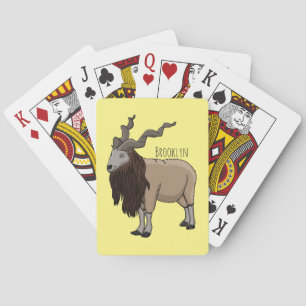 Markhor goat cartoon illustration poker cards