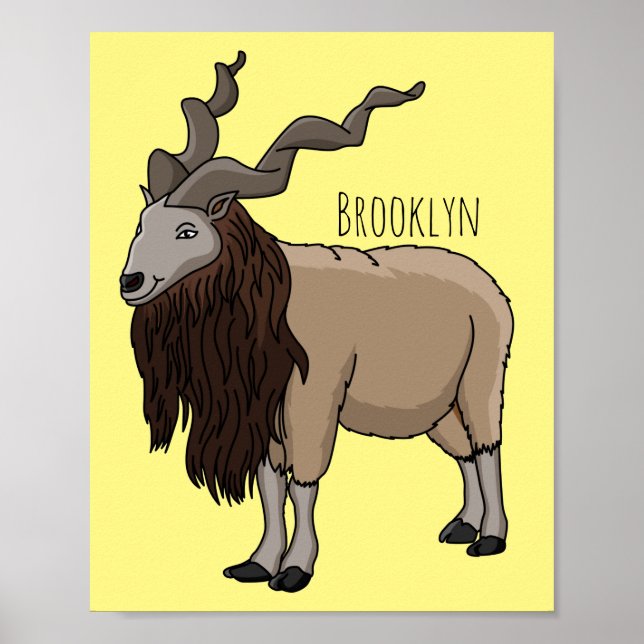 Markhor goat cartoon illustration poster (Front)