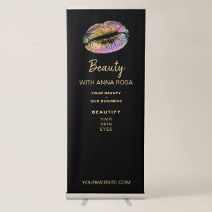 *~* Markley Custom - LOGO QR Pink Rainbow LIPS Retractable Banner