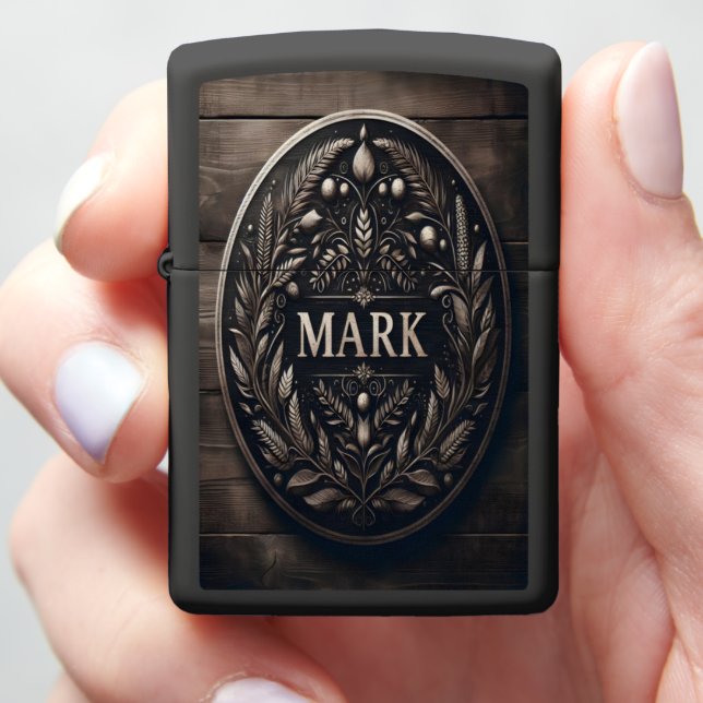 Mark's Floral Emblem Zippo Lighter (In Hand)