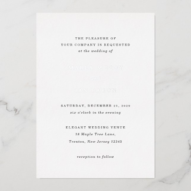 Marla Classic Wedding Foil Invitation (Front)