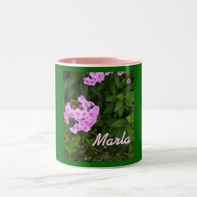 Marla-Name Style-Floral Design-Mug Two-Tone Coffee Mug (Center)