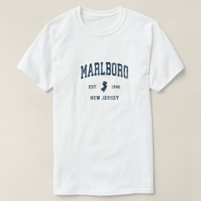 Marlboro New Jersey NJ Vintage Athletic Navy Sport T-Shirt | Zazzle