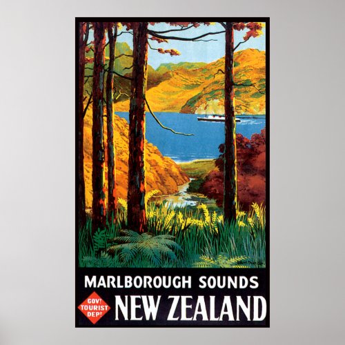 Marlborough Sounds New Zealand Poster
