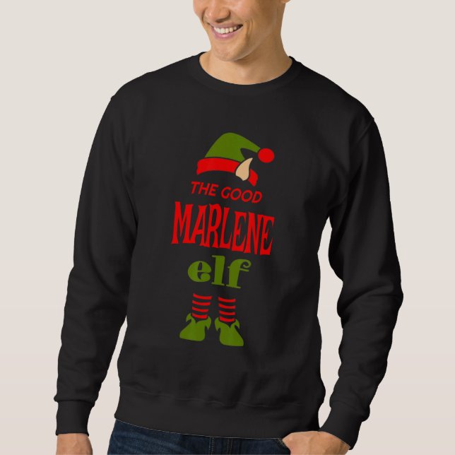 MARLENE Elf Good Christmas Matching Pajama Party Sweatshirt (Front)