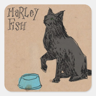 Marley Fish Supper Time Square Sticker