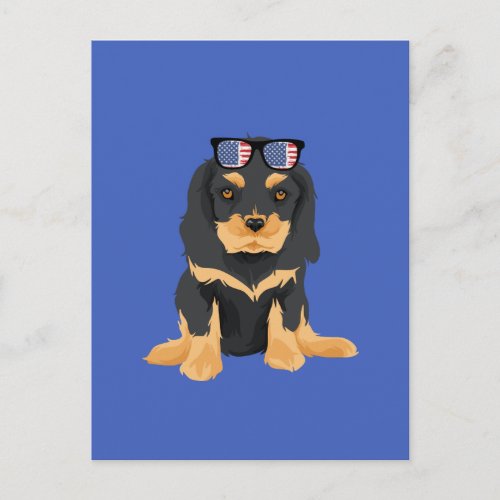 Marley the Patriotic Black and Tan Cavalier Puppy Postcard