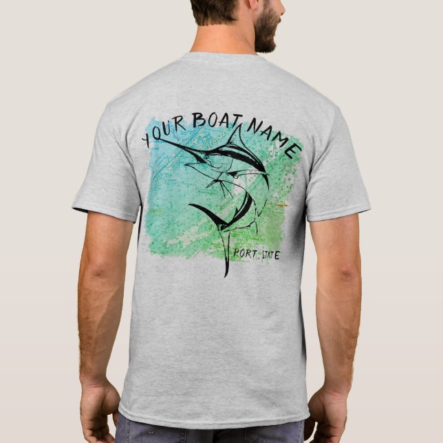 Marlin Boat Name with Chart Shirt (Back)