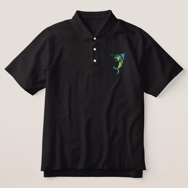 Marlin Embroidered Polo Shirt (Design Front)