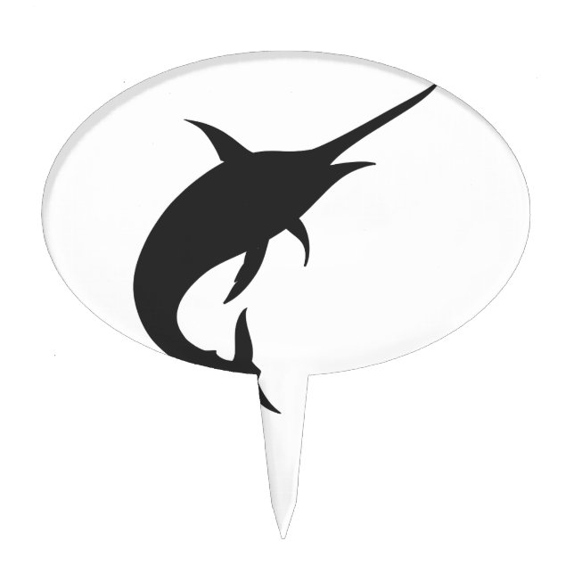 Marlin fish silhouette - Choose background color Cake Topper (Front)