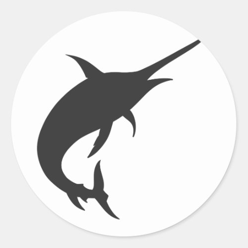 Marlin fish silhouette _ Choose background color Classic Round Sticker