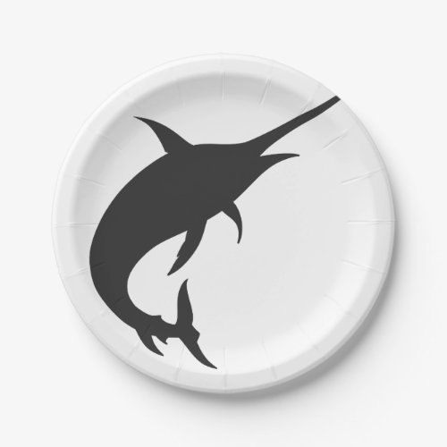 Marlin fish silhouette _ Choose background color Paper Plates