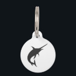 Marlin fish silhouette - Choose background color Pet ID Tag<br><div class="desc">marlin  swordfish  fish  animal,   silhouette  white  illustration,   design  sword  sailfish  water ,  sea  ocean  wild  wildlife  , big  fishing  atlantic  , beautiful  nature  black,   art  sport  marline  cartoon  , tattoo  jump marlin  , swordfish  fish  animal</div>