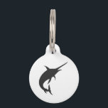 Marlin fish silhouette - Choose background color Pet ID Tag<br><div class="desc">marlin  swordfish  fish  animal,   silhouette  white  illustration,   design  sword  sailfish  water ,  sea  ocean  wild  wildlife  , big  fishing  atlantic  , beautiful  nature  black,   art  sport  marline  cartoon  , tattoo  jump marlin  , swordfish  fish  animal</div>