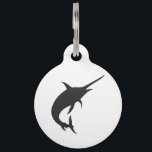 Marlin fish silhouette - Choose background color Pet ID Tag<br><div class="desc">marlin  swordfish  fish  animal,   silhouette  white  illustration,   design  sword  sailfish  water ,  sea  ocean  wild  wildlife  , big  fishing  atlantic  , beautiful  nature  black,   art  sport  marline  cartoon  , tattoo  jump marlin  , swordfish  fish  animal</div>
