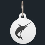 Marlin fish silhouette - Choose background color Pet ID Tag<br><div class="desc">marlin  swordfish  fish  animal,   silhouette  white  illustration,   design  sword  sailfish  water ,  sea  ocean  wild  wildlife  , big  fishing  atlantic  , beautiful  nature  black,   art  sport  marline  cartoon  , tattoo  jump marlin  , swordfish  fish  animal</div>
