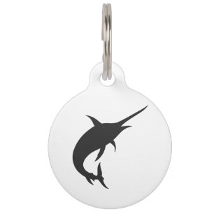 Marlin fish silhouette - Choose background color Pet ID Tag