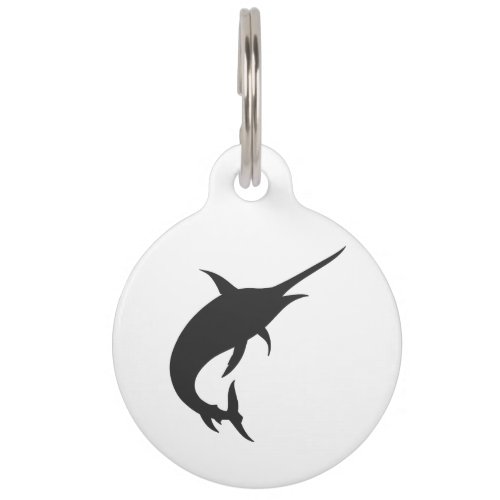 Marlin fish silhouette _ Choose background color Pet ID Tag