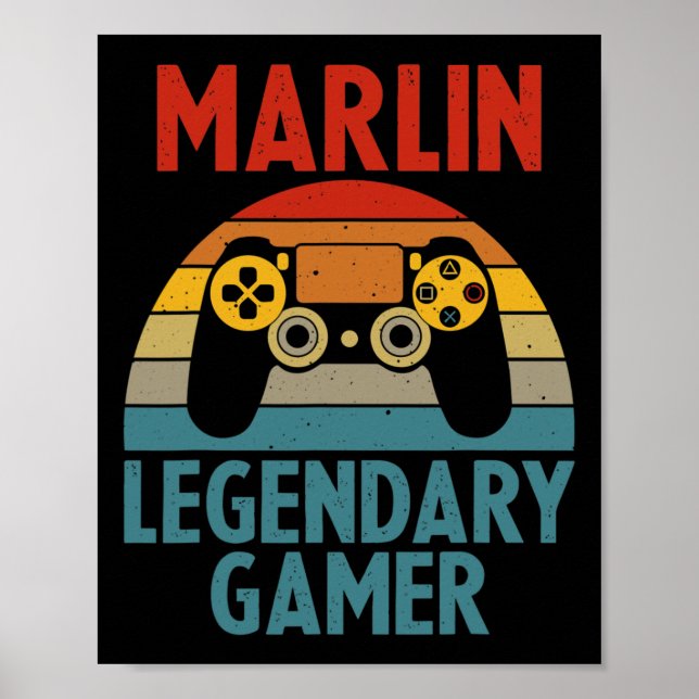 Marlin Gift Name Personalized Funny Gaming Geek Bi Poster (Front)