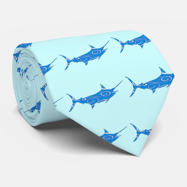 Marlin in Design Neck Tie (Rolled)