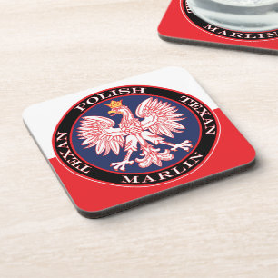 Marlin Round Polish Texan Beverage Coaster