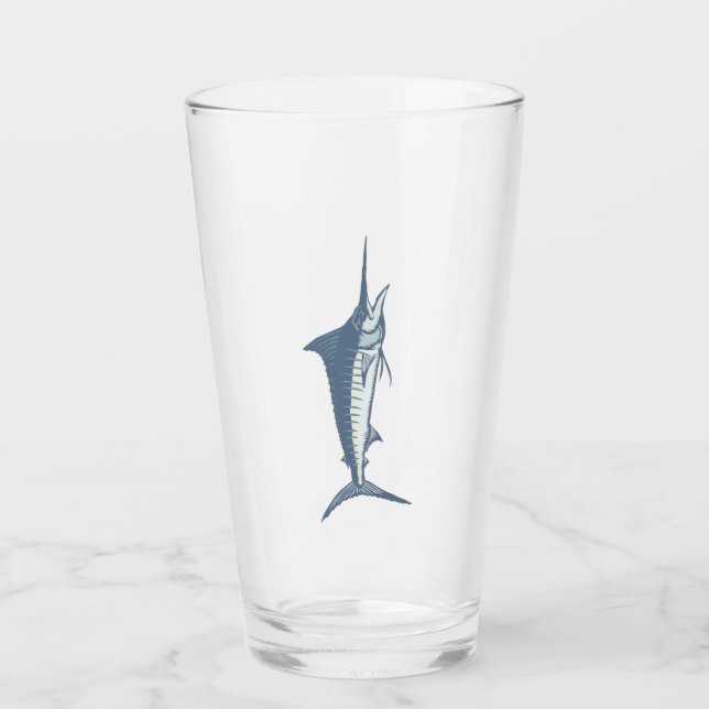 Marlin Swordfish Beer Pint Glass (Front)