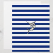 Marlin Swordfish Chrome Style on Nautical Stripes (Front/Back)
