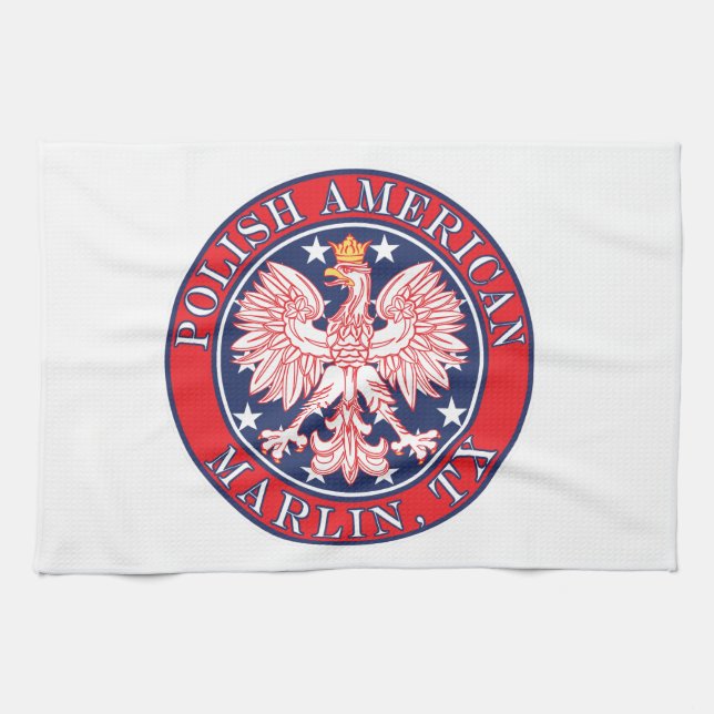 Marlin Texas Polish American Eagle Kitchen Towel (Horizontal)