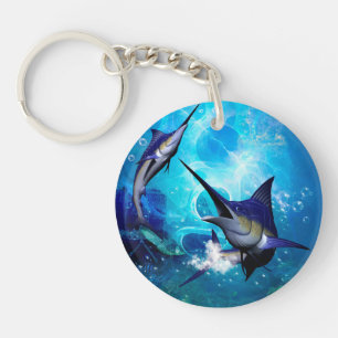 Marlin with bubbles keychain