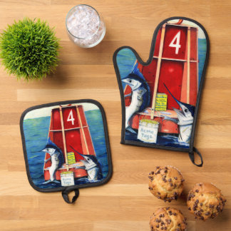 Marlins at the Buoy Oven Mitt & Pot Holder Set