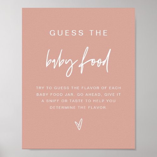 MARLO Blush Pink Boho Guess the Baby Food Game  Poster