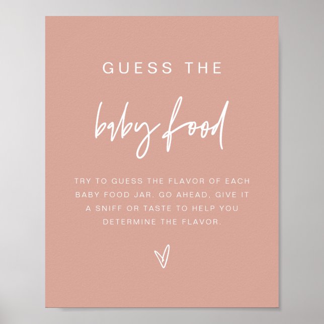 MARLO Blush Pink Boho Guess the Baby Food Game  Poster (Front)