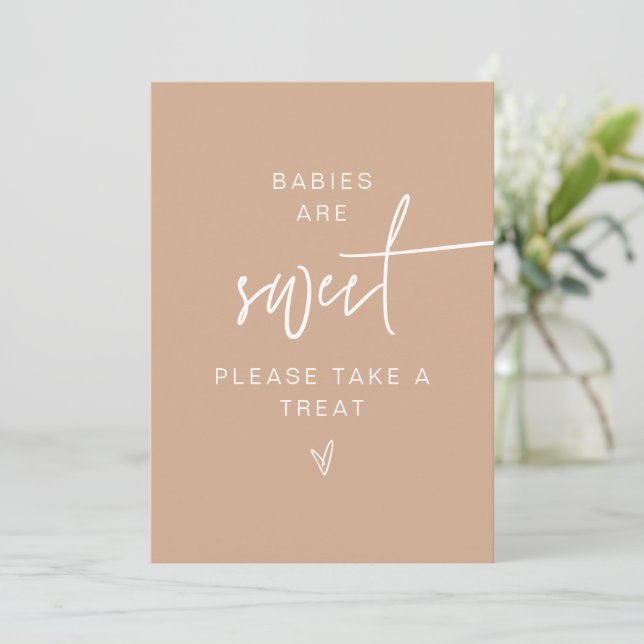 MARLO Bohemian Beige Babies Are Sweet Favor Sign I Invitation (Standing Front)