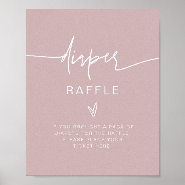 MARLO Bohemian Dusty Rose Diaper Raffle Game Sign (Front)