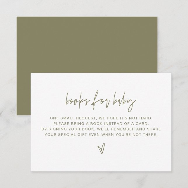 MARLO Bohemian Olive Green Books for Baby Card (Front/Back)