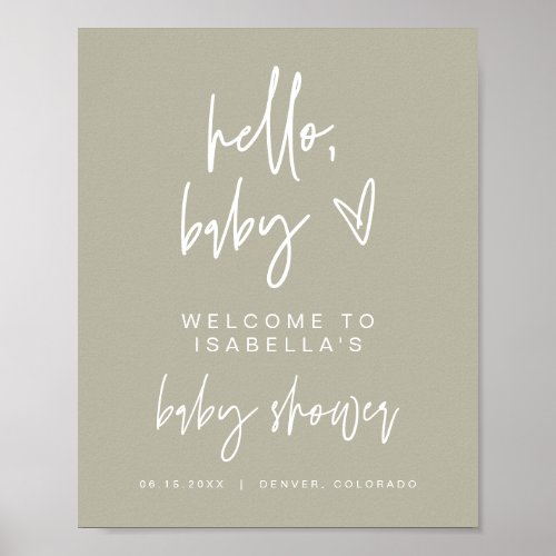 MARLO Bohemian Sage Green Shower Welcome Poster