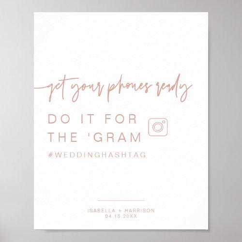 MARLO Boho Blush Instagram Hashtag Wedding Sign
