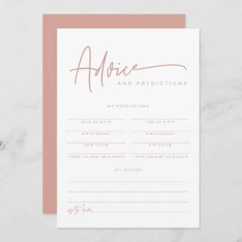 MARLO Boho Blush Pink Baby Advice  Predictions  Invitation