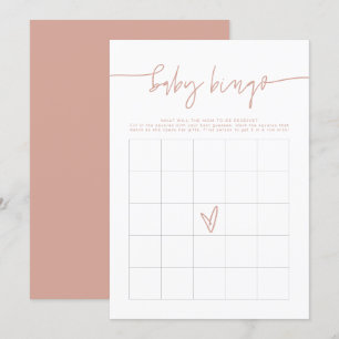 MARLO Boho Blush Pink Baby Shower Bingo Game Card