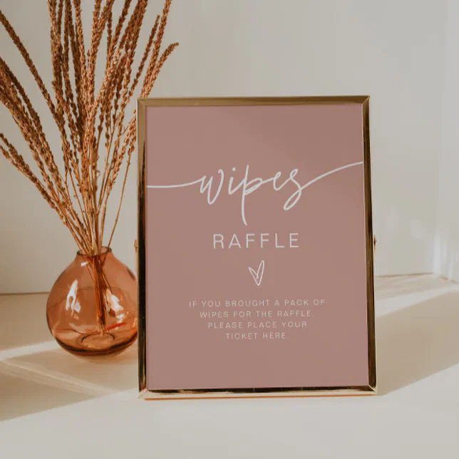 Wipe Raffle Sign Football MARLO Boho Blush Pink Baby Wipes Raffle Game Sign | Zazzle