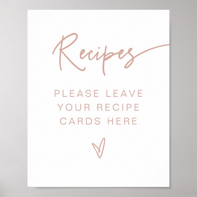 MARLO Boho Blush Pink Bridal Shower Recipes  Poster (Front)