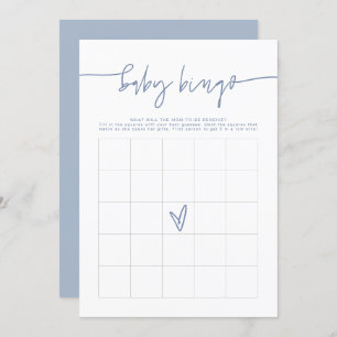 MARLO Boho Dusty Blue Baby Shower Bingo Game Card