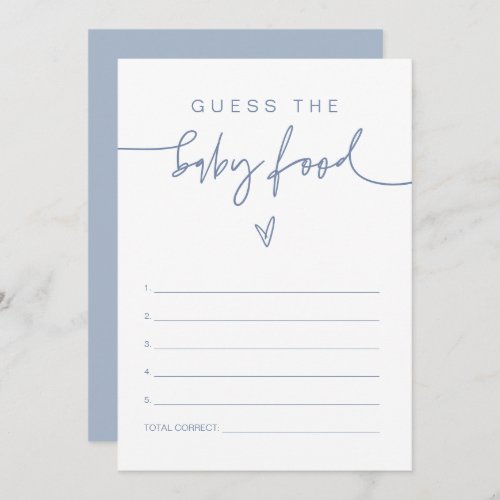 MARLO Boho Dusty Blue Guess the Baby Food Game Invitation