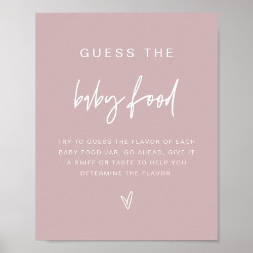 MARLO Boho Dusty Rose Guess the Baby Food Game  Poster
