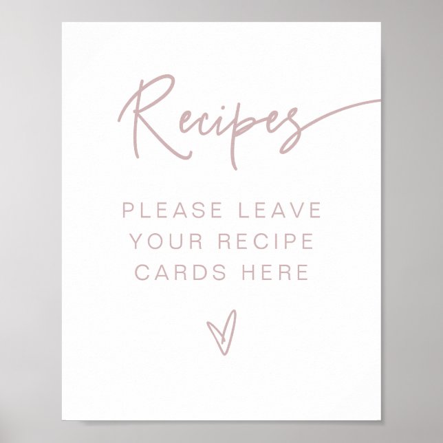 MARLO Boho Dusty Rose Pink Bridal Shower Recipes Poster (Front)